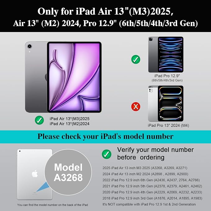 iPad Air 13 inch Case Keyboard, Wireless iPad Keyboard
