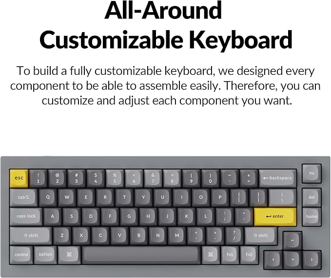 Keychron Q2 Wired Custom Mechanical Keyboard, QMK/VIA Programmable Macro
