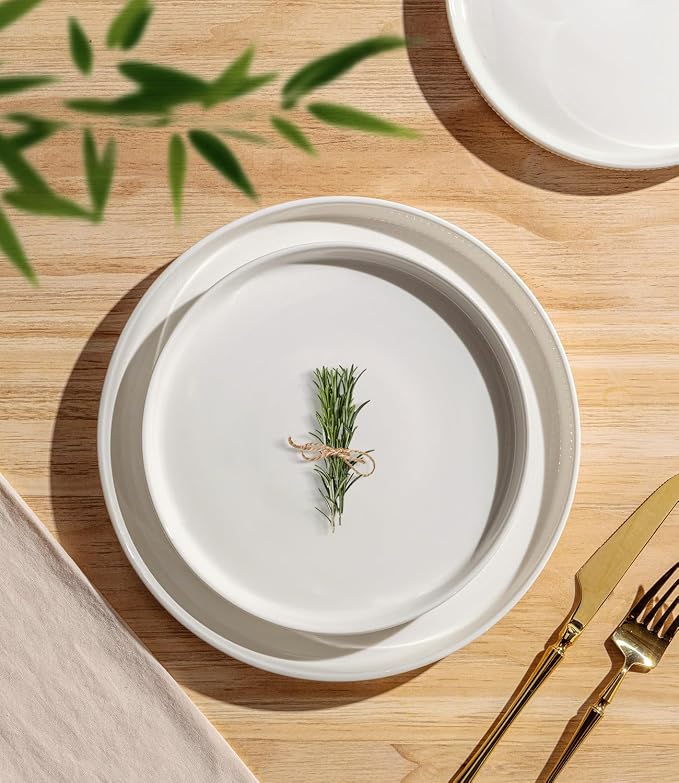 Ceramic Dinnerware Set for 4, 18-Piece Plates and Bowls Set | Lightweight