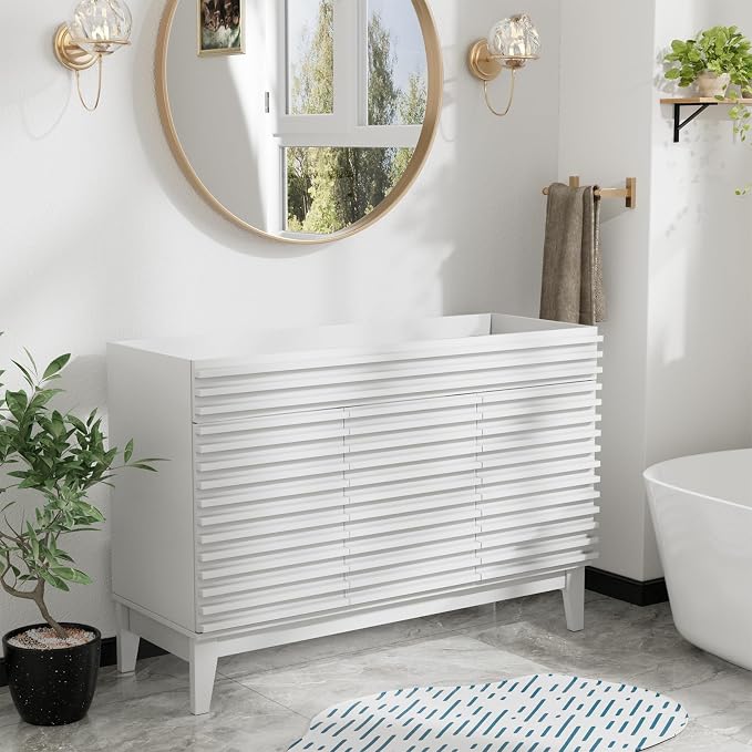 48" Bathroom Vanity, Mid-Century Freestanding Bathroom Vanity Cabinet
