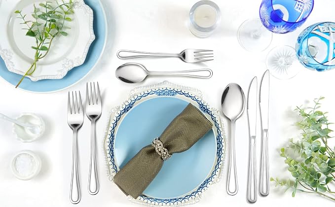 Dinner Forks Set of 12, E-far 7.9 Inch Stainless Steel Forks