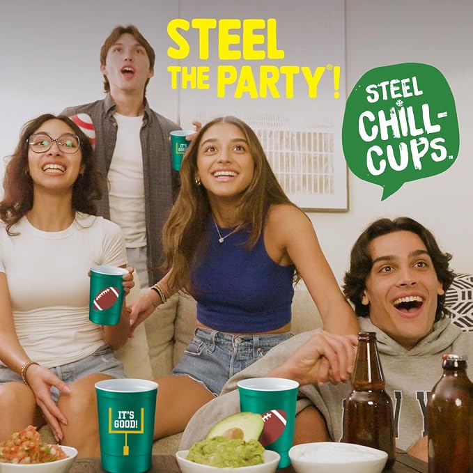 Steel Chill Cups 16 oz. Reusable Party Cups, 100% recyclable