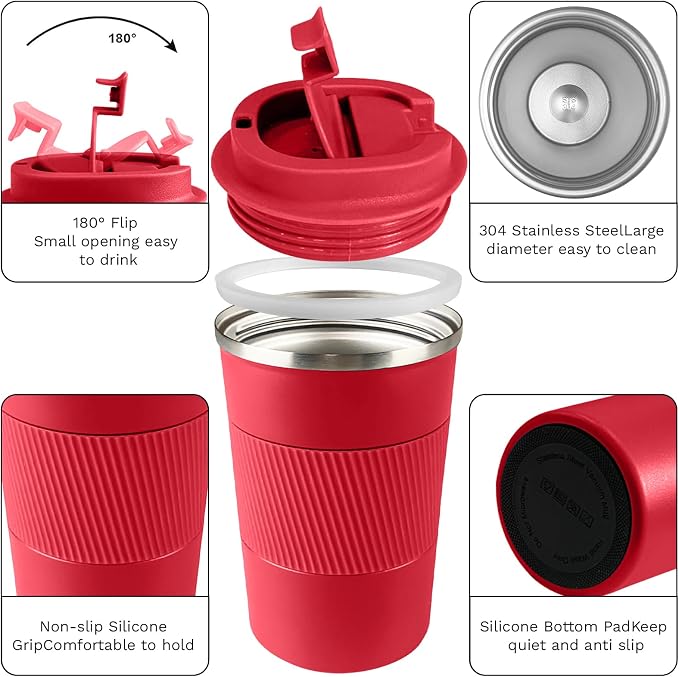 Insulated Travel Coffee Mug, Stainless Steel Coffee Cup