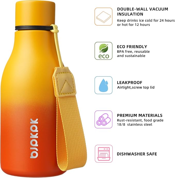 BJPKPK 12oz Insulated Water Bottle, Stainless Steel Bottle