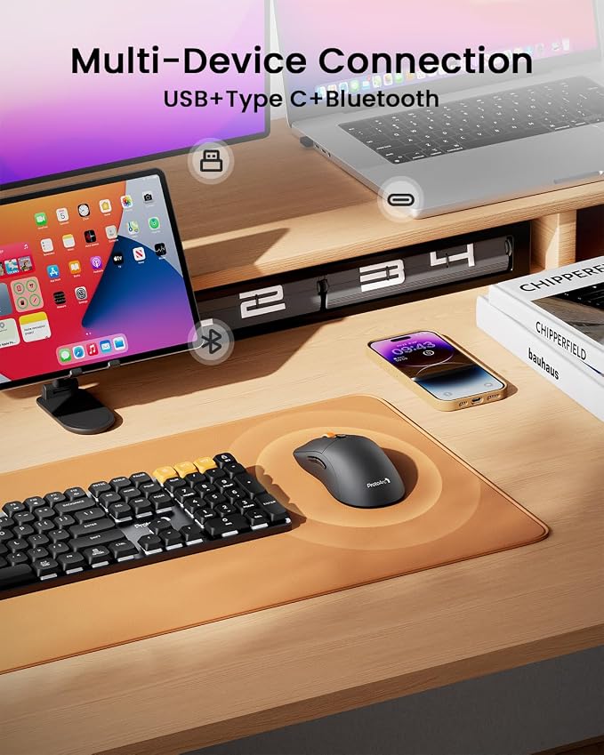 ProtoArc Bluetooth Wireless Mouse, USB C Mouse, EM15 Rechargeable Compact