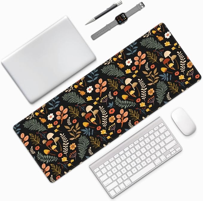 Gaming Mouse Pad Floral Desk Mat, Botanical Mouse Pad, Vintage Desk Mat