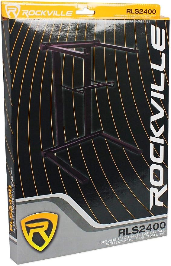 Rockville RLS2400 Lightweight Folding DJ Laptop Stand, Adjustable Height