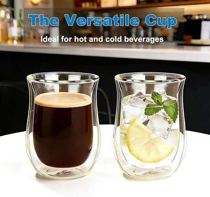 Easyworkz Double Walled Glass Coffee Mugs, Cocktails & All Beverages