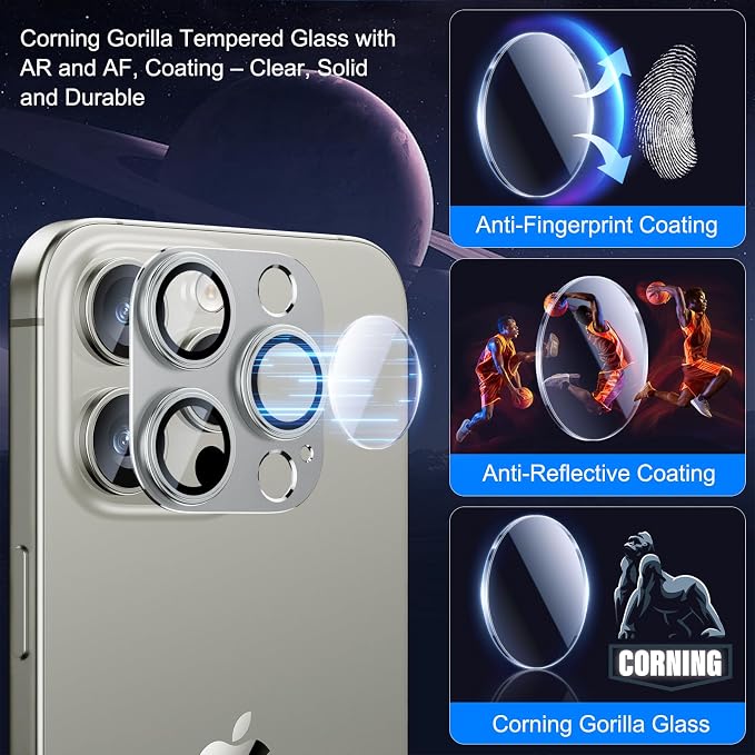 Esanik Upgrade 2 Pack for iPhone 16 Pro/iPhone 16 Pro Max Camera Lens Protector