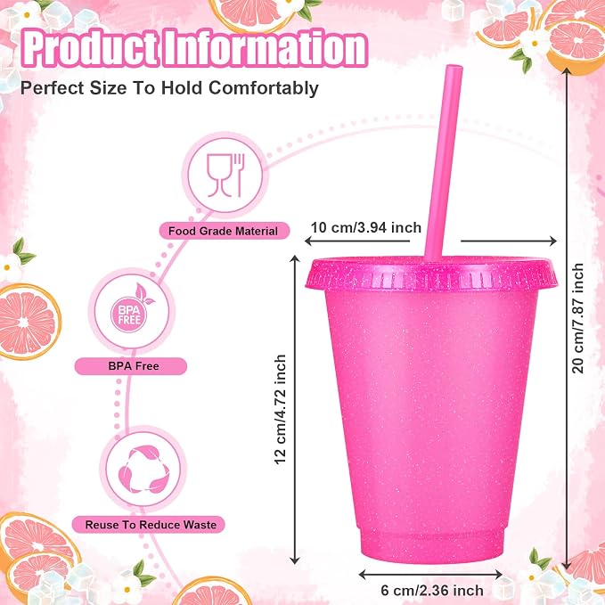 24 Pcs Plastic Tumblers with Lids and Straws, Reusable Cups with Lids Plastic