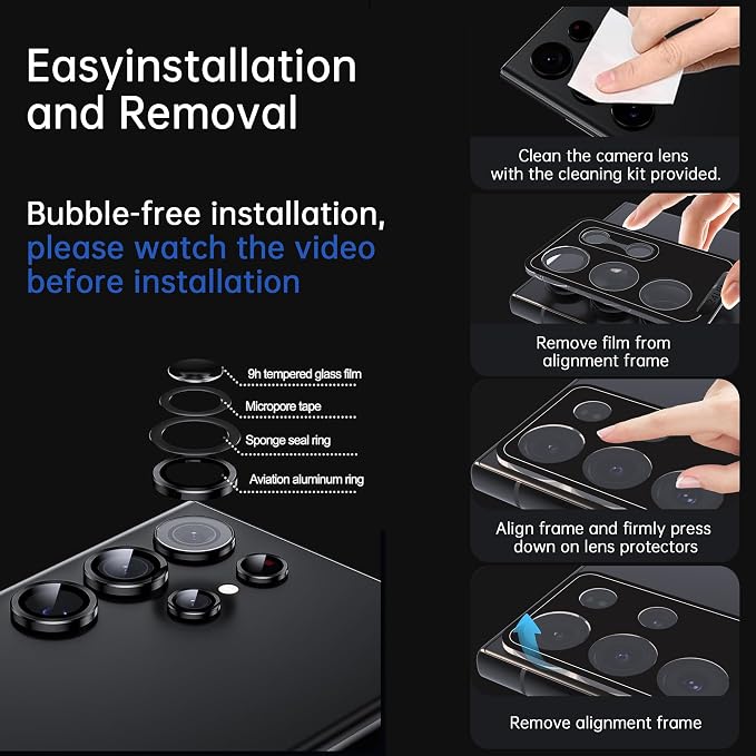 For Samsung Galaxy S25 Ultra Camera Lens Protector, Individual Lens Protector