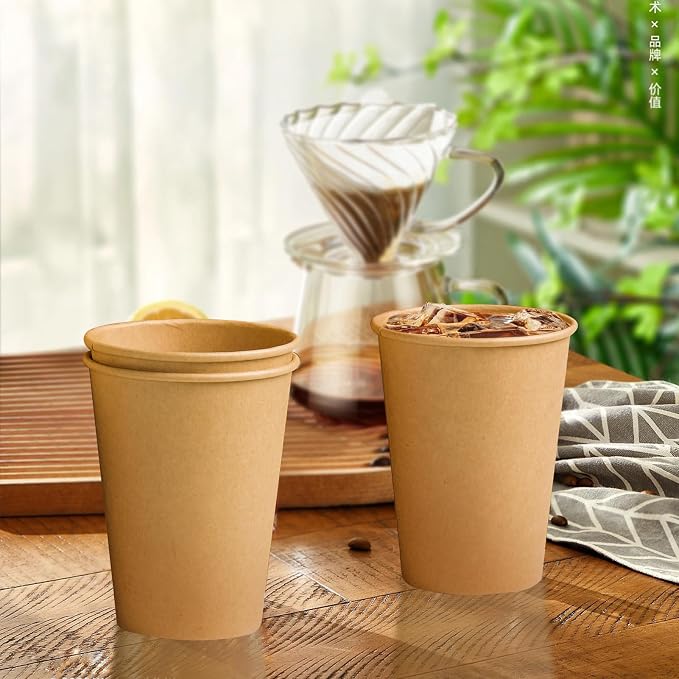Clawsoff 1000 Pack 12 oz Paper Cups Brown Kraft Disposable Hot Coffee Cups |