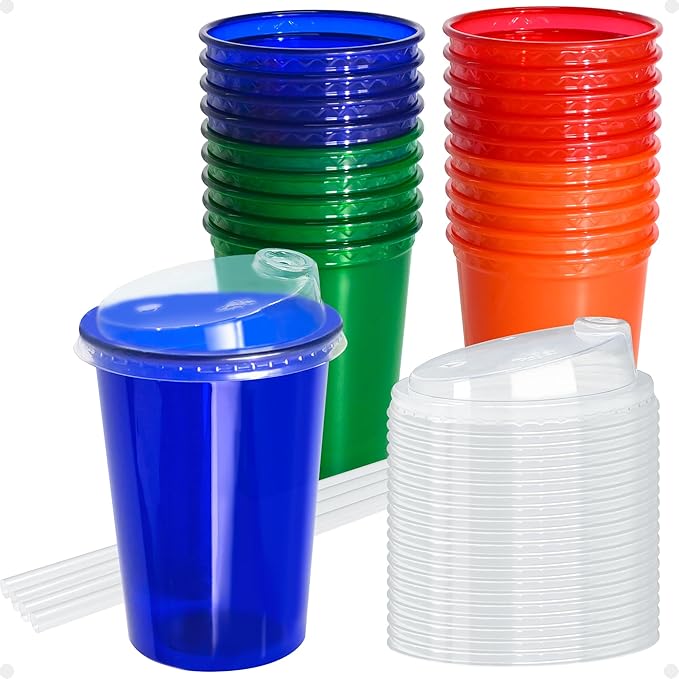 L LIKED 20 Pack 12oz Kids Cups, Spill Proof Party Cups