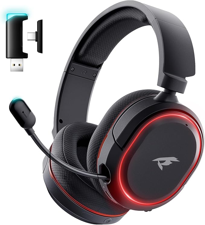 Wireless Gaming Headset， 7.1 Surround Sound， 2.4Ghz USB Gaming Headphones
