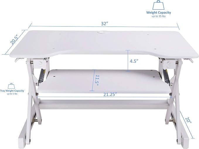 Rocelco 32" Height Adjustable Standing Desk Converter