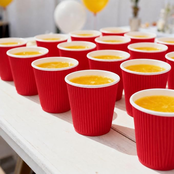 Restaurantware Ripple Wall Coffee Cups 500 Count 8 Ounce Insulated Red Paper