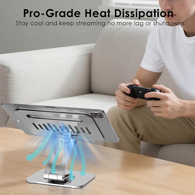 Tablet Stand for Desk, 360° Swivel for iPad Holder, Aluminum Adjustable Tablet