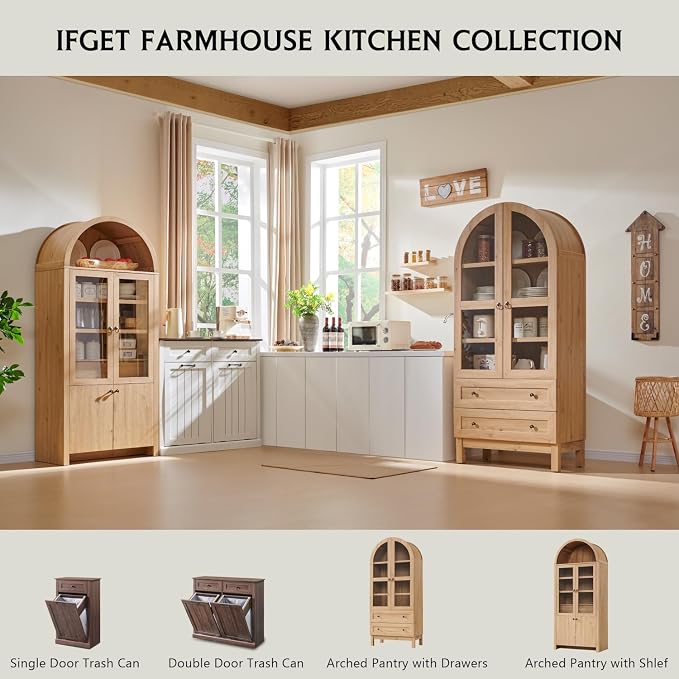 71" Tall Arched Kitchen Pantry
