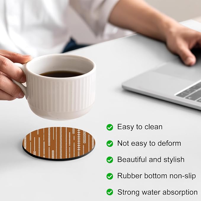 Vintage Brown Coasters Set of 4 Absorbent Coasters
