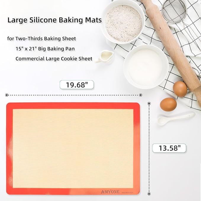 AMYONE Silicone Baking Mat for 2/3 Size Sheet Pan, 15x21" Big | Food Grade