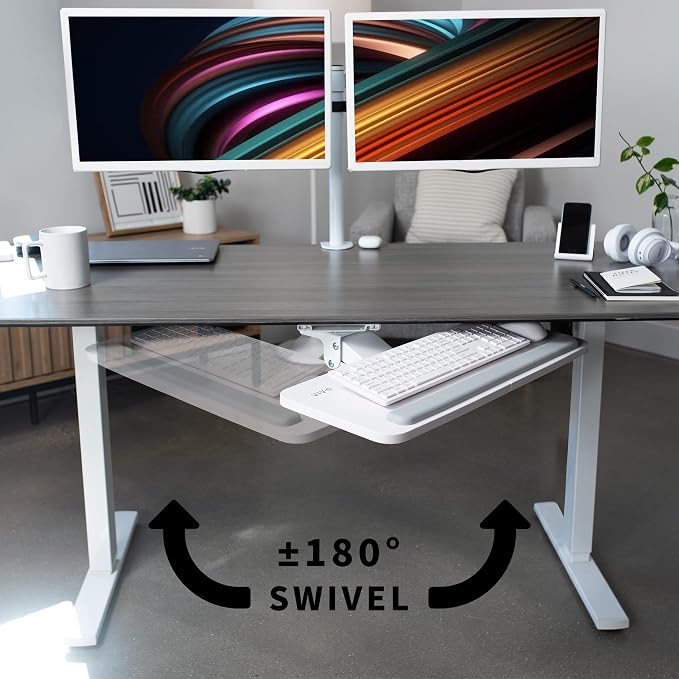 VIVO Adjustable 25 x 10 inch Computer Keyboard and Mouse Platform Tray