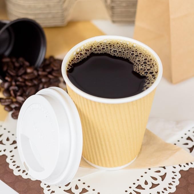 Karat 12 oz Ripple Insulated Coffee Cup Disposable Paper Hot Cup, Sturdy & Leak