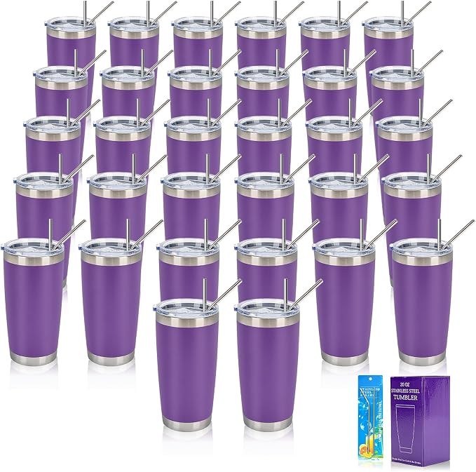 IEOVIEE 32 Pack 20oz Stainless Steel Insulated Bulk Tumblers