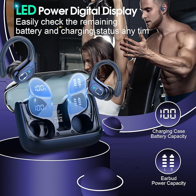 Wireless Earbuds 75hrs Bluetooth 5.4 Headphone Sport, 2025 Bluetooth Earbuds