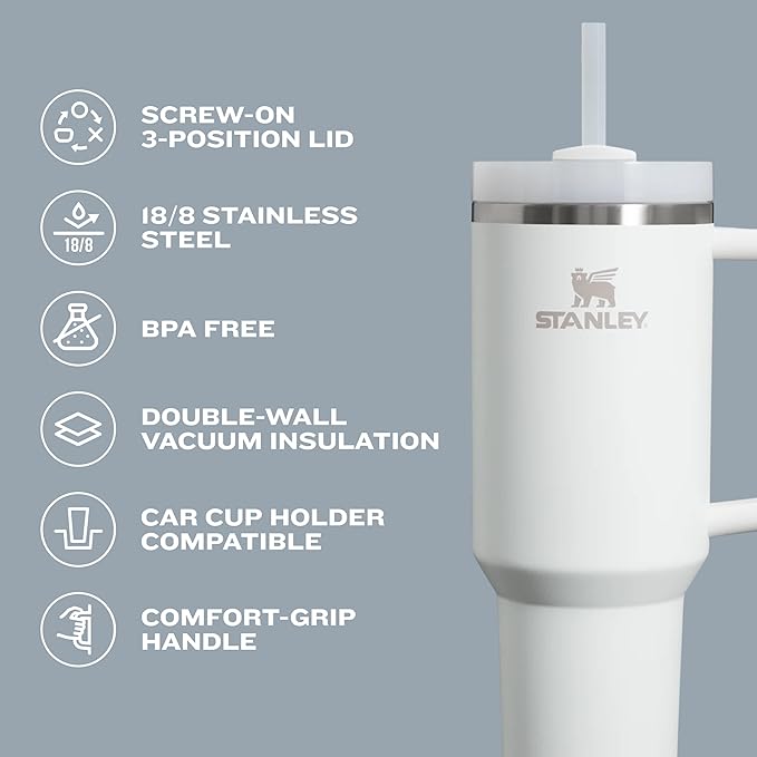 STANLEY Quencher H2.0 Flow State Tumbler, 30 oz, Nectarine | Handle and Straw |