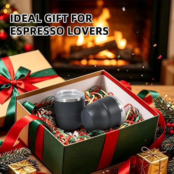 CHLJAR Espresso Cups, 4oz Insulated Espresso Cup Set of 2, Espresso Shot Cups