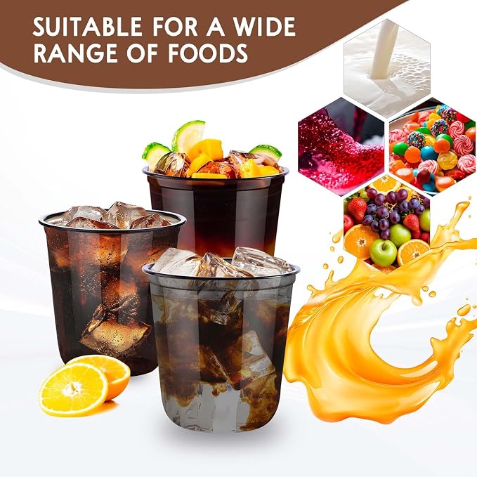 KesaPlan 100 Pcs 12oz Plastic Black Cups, Disposable Wine Cocktail Glasses |