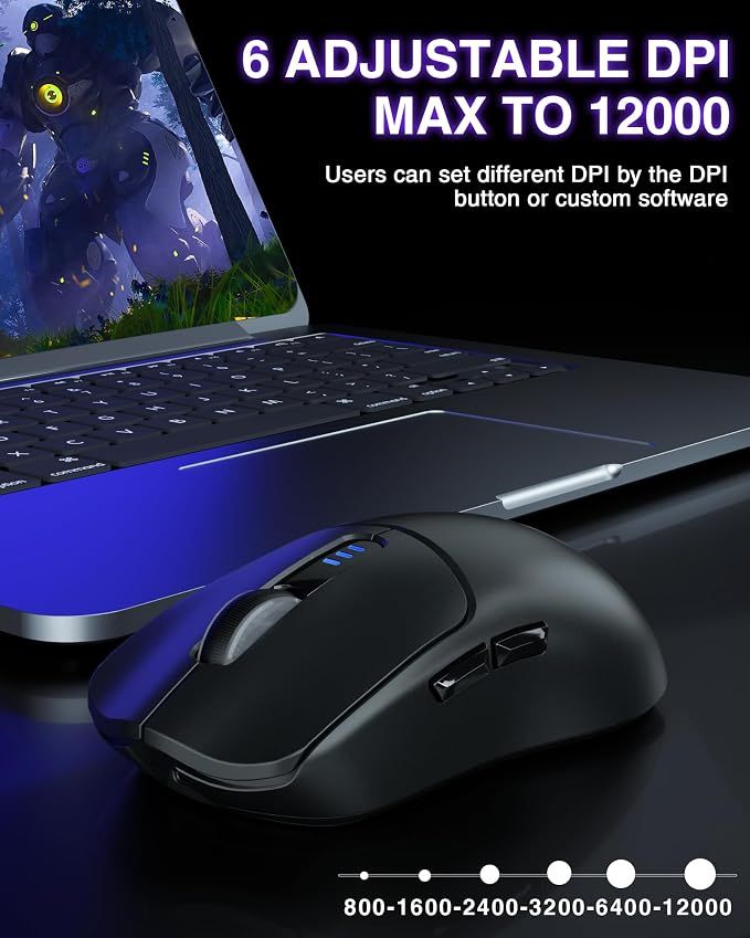 AULA SC580 Wireless Gaming Mouse, Tri-Mode 2.4G/BT5.0/USB-C Gaming Mouse