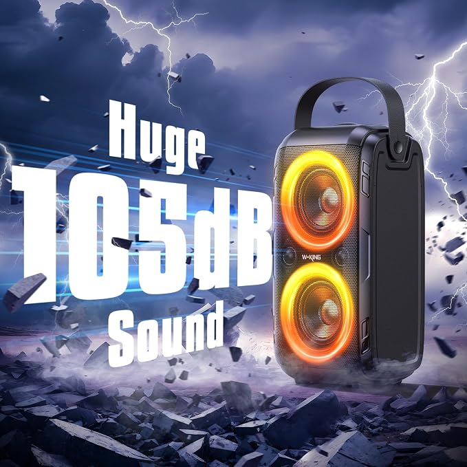 W-KING Party Loudest Portable Bluetooth Speaker Wireless Boom Box, 180W Max Big