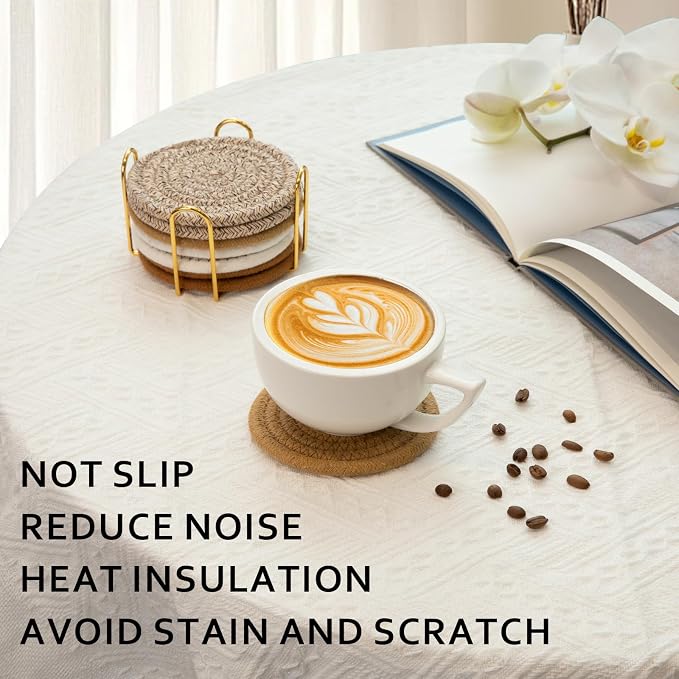 OIAHOMY 8 Pcs Coasters with Holder