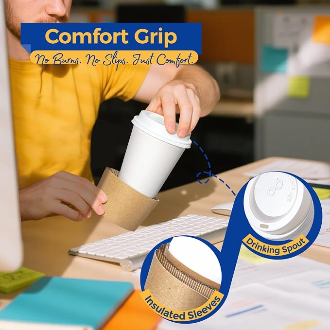 Fit Meal Prep 100 Pack 10 oz Disposable Coffee Cups