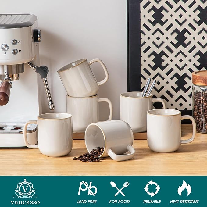 vancasso Coffee Mugs Set of 6, 12 Oz Ceramic Coffee Cups