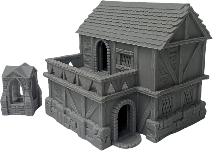 Paintable Tabletop Miniature Little Town Building Terrains Compatible - 18mm