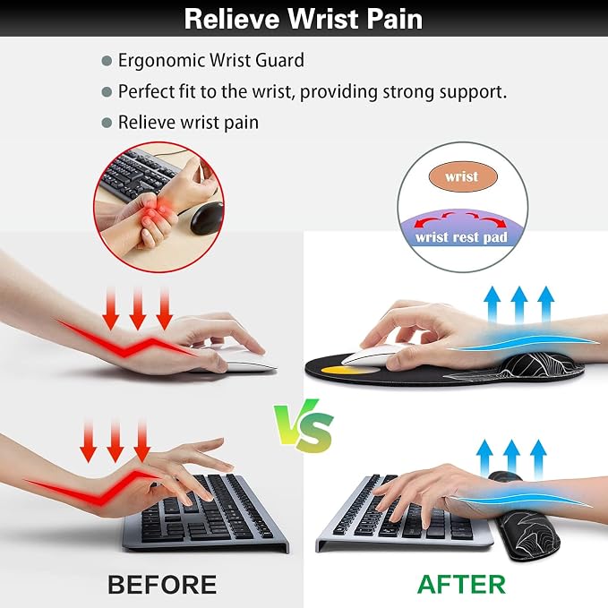 Ergonomic Keyboard Wrist Rest, Mouse Pad