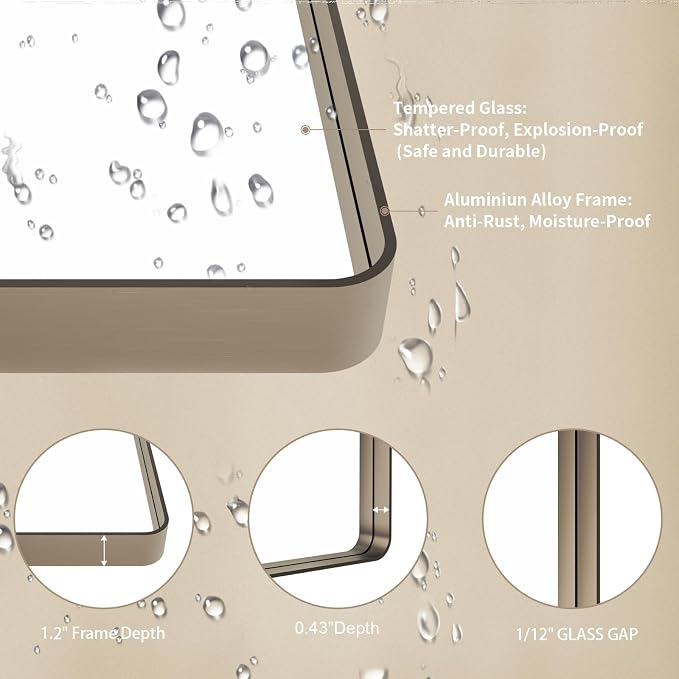 72”X32” Bronze Bathroom Mirrors
