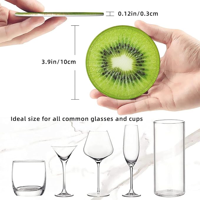 6 Pack Tropical Kiwi Fruit Coaster
