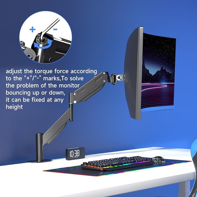 Pholiten Premium Aluminum Heavy Duty Monitor Arm，Ultrawide Monitor Arm