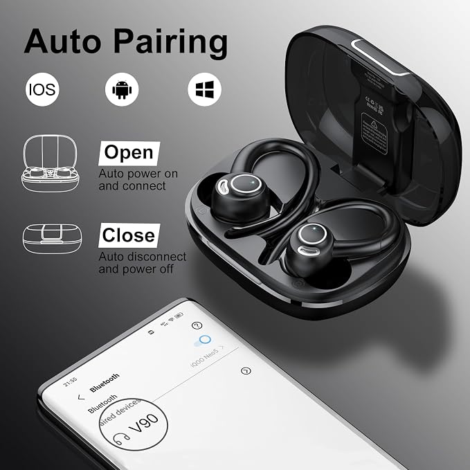 Wireless Earbuds Bluetooth 5.3 Headphones Sports, 48Hrs Playtime Bluetooth