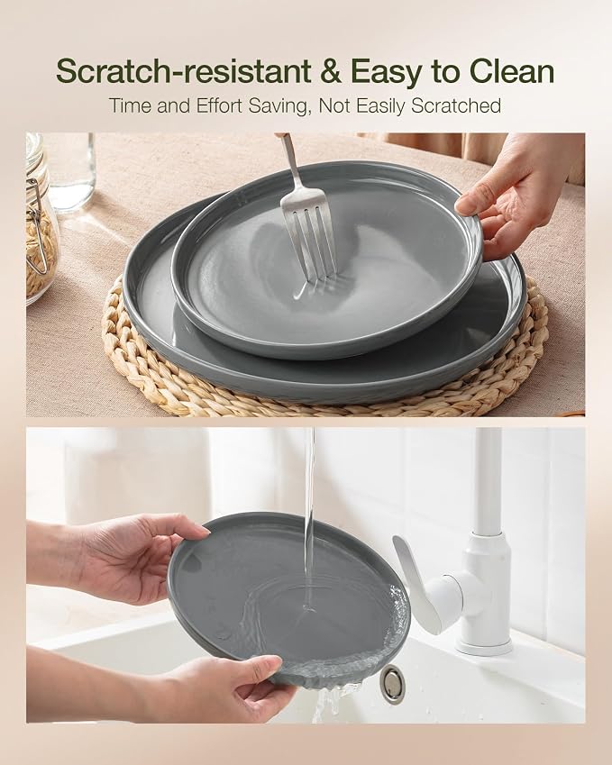 Famiware Milkyway 18-Piece Stoneware Dinnerware Set, Dark Gray | Plates and