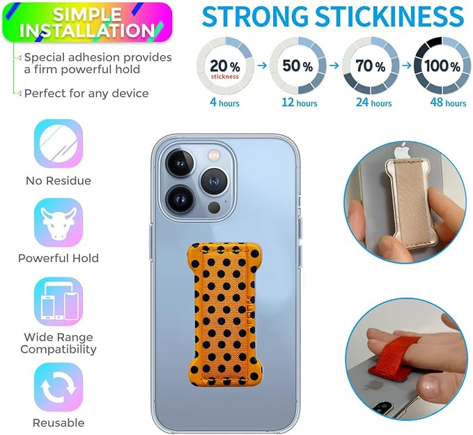 Phone Grip Holder for Hand, Universal Finger Strap Phone Holder, Finger Selfie