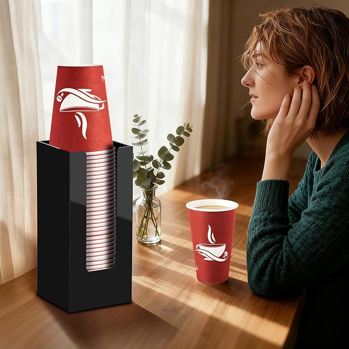 Coffee Cup Dispenser, Cup and Lid Organizer fits 5 to 16 oz Disposable Cups |