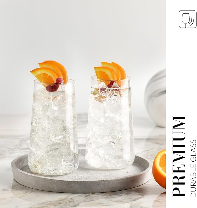 Krosno Water Glasses Set of 4, 20.3 oz, Infinity Collection | Highball Drinking