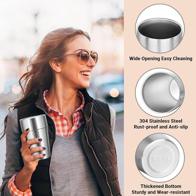 Stainless Steel Double Wall Cup, 16 oz Insulated Tumbler, 4 Pack Unbreakable