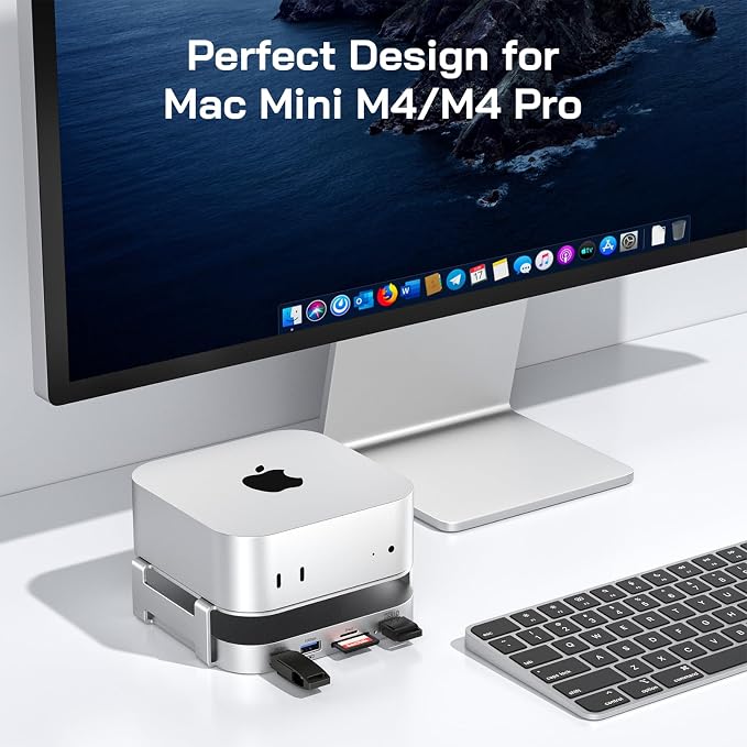 M-ac Mini M4 Dock with 4TB Sam-Sung T7 Portable SSD Enclosure, 7-in-1 Aluminum