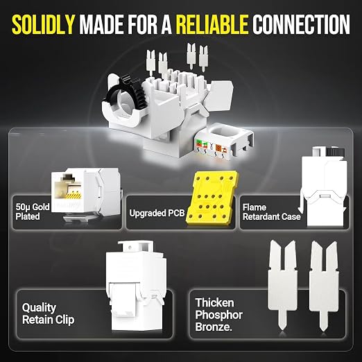 AMPCOM CAT6 RJ45 Keystone Jack