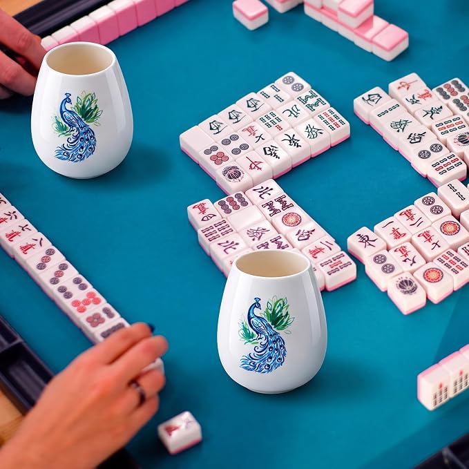 Qinyoung 4 Pcs 15 oz Mahjong Cups Wine Glass Mahjong Accessories and Gifts
